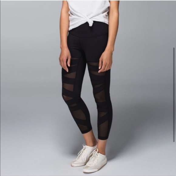 Ultra Rare Lululemon High Times Tech Mesh Leggings Pants Sz 6 EUC - Picture 2 of 8